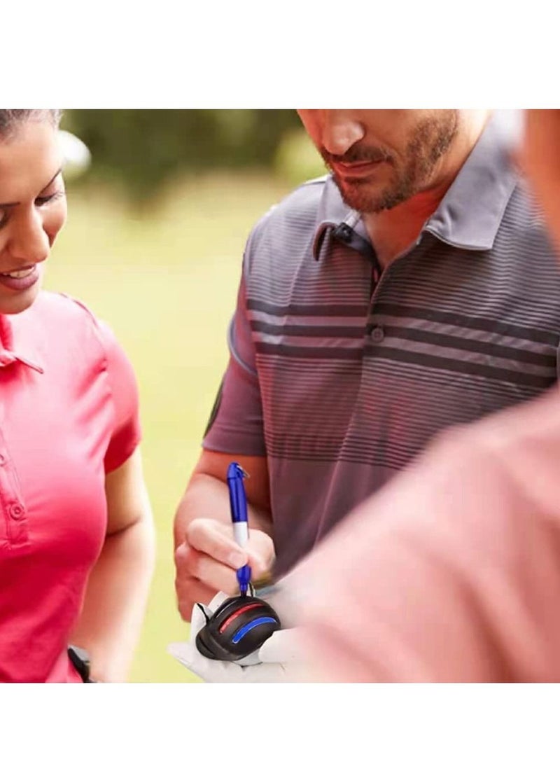 8 Pcs Precision Golf Ball Marker Including 4 Golf Ball Marking Stencils and 4 Colors Golf Ball Markers, Golf Ball Line Marking Tool Kit, Alignment Identification Tool  Red  Blue Black  Green Pen
