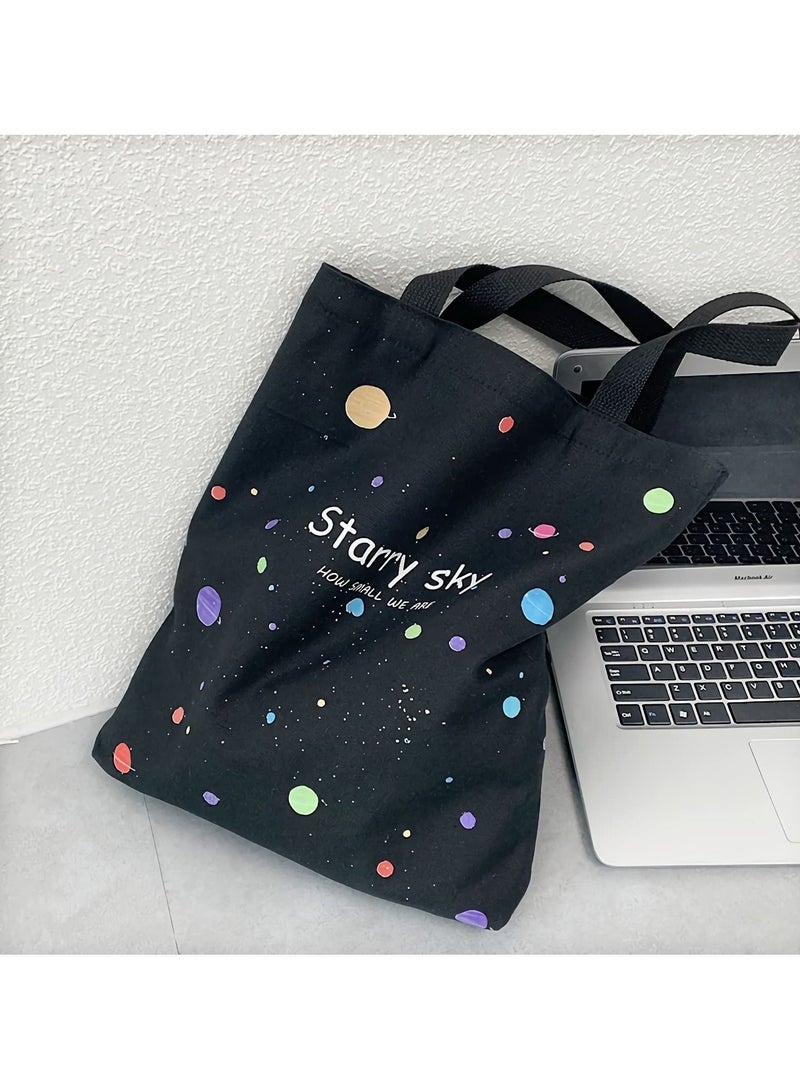 Cute Canvas Tote Bag with Separate Packaging Grocery Bags, Reusable Shopping Bags with Inner Pocket, Polka Dot Splatter pattern Trendy Beach Tote Bag for Women, Girls