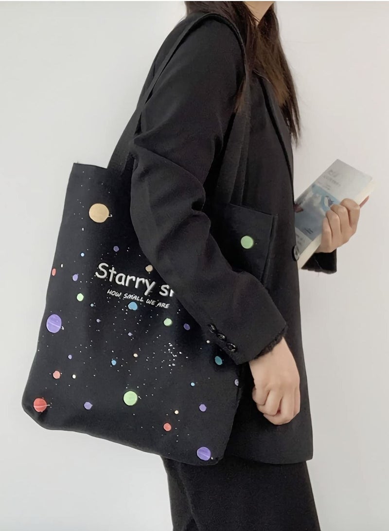 Cute Canvas Tote Bag with Separate Packaging Grocery Bags, Reusable Shopping Bags with Inner Pocket, Polka Dot Splatter pattern Trendy Beach Tote Bag for Women, Girls
