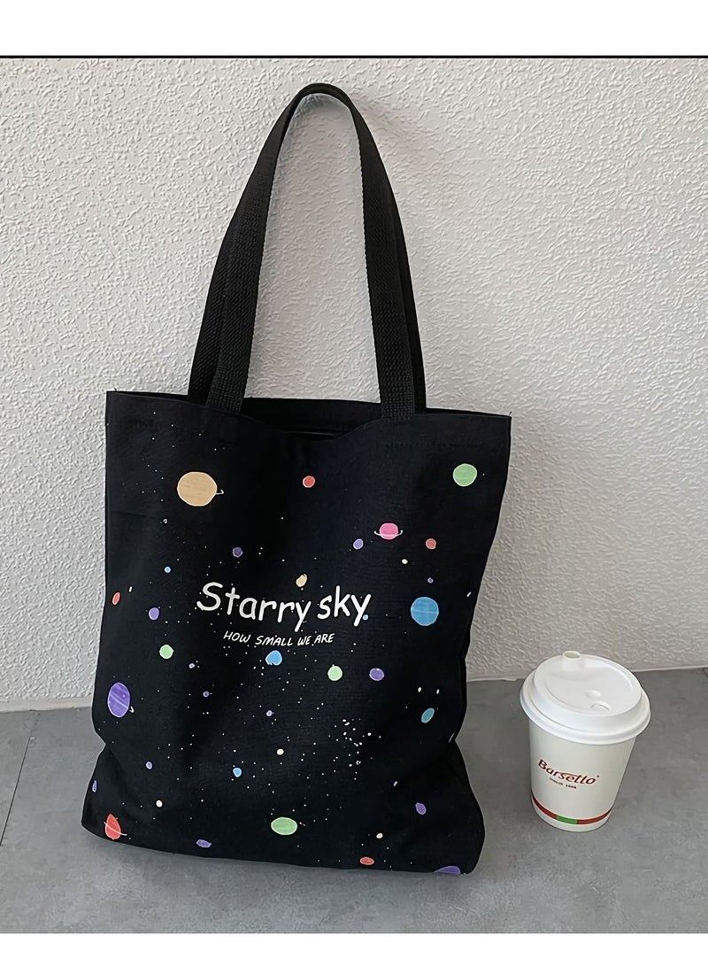 Cute Canvas Tote Bag with Separate Packaging Grocery Bags, Reusable Shopping Bags with Inner Pocket, Polka Dot Splatter pattern Trendy Beach Tote Bag for Women, Girls