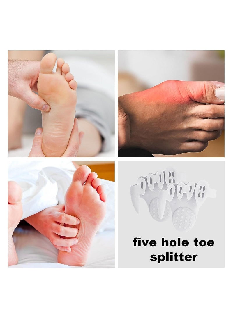 2 Pairs Toe Splitter, 5-hole Toe Stretcher, Soft Gel Toe Spacers to Correct Toes, Toe Corrector, Bunion Corrector for Women Men Toe Straightener Toe Stretcher Big Toe Separators