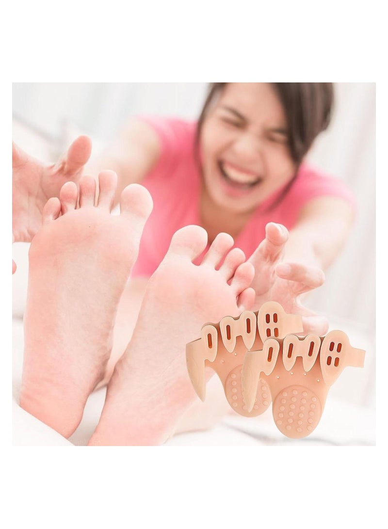 2 Pairs Toe Splitter, 5-hole Toe Stretcher, Soft Gel Toe Spacers to Correct Toes, Toe Corrector, Bunion Corrector for Women Men Toe Straightener Toe Stretcher Big Toe Separators
