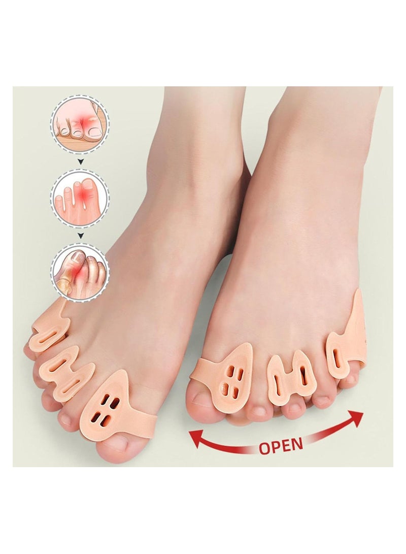 2 Pairs Toe Splitter, 5-hole Toe Stretcher, Soft Gel Toe Spacers to Correct Toes, Toe Corrector, Bunion Corrector for Women Men Toe Straightener Toe Stretcher Big Toe Separators