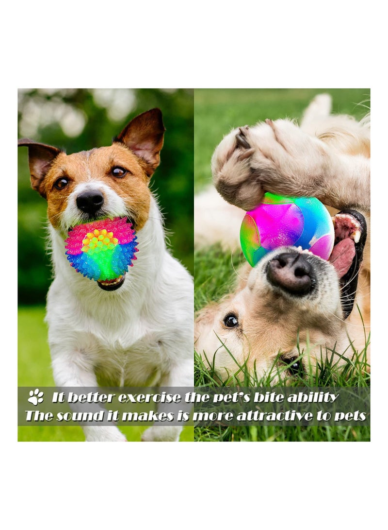 2 Pieces Light up Dog Ball, Elastic Flashing Ball Glowing Interactive Dog Toy Ball Flash LED Dog Ball Toy Pet Color Light Ball Bounce-Activated for Dogs and Puppies