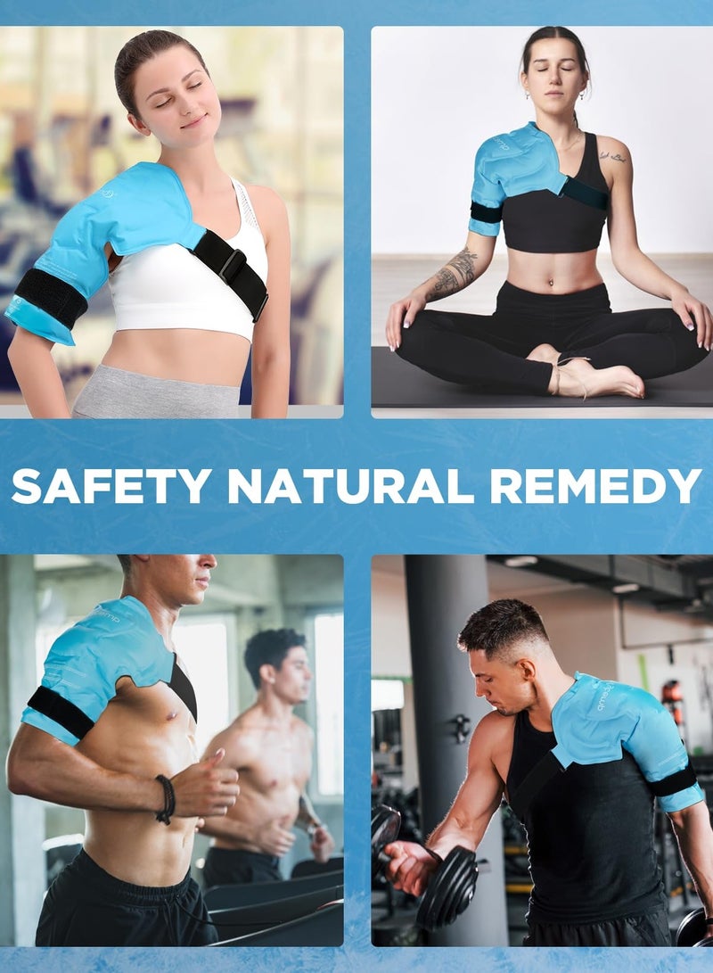 Ice Pack for Shoulders, Reusable Gel Cold Compress Shoulder Wraps for Rotator Cuff Injuries, Swelling, Upper Back Pain Relief, Compression Brace for Injuries (Size: XL Shoulder Ice Pack Wrap for Men)
