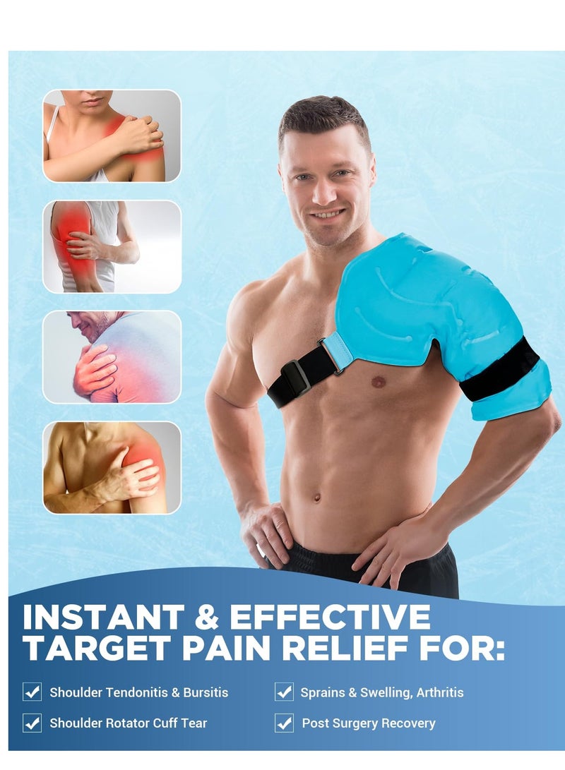 Ice Pack for Shoulders, Reusable Gel Cold Compress Shoulder Wraps for Rotator Cuff Injuries, Swelling, Upper Back Pain Relief, Compression Brace for Injuries (Size: XL Shoulder Ice Pack Wrap for Men)