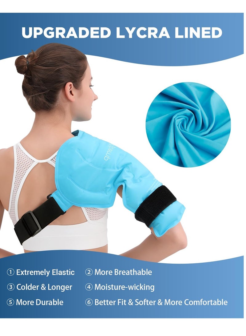 Ice Pack for Shoulders, Reusable Gel Cold Compress Shoulder Wraps for Rotator Cuff Injuries, Swelling, Upper Back Pain Relief, Compression Brace for Injuries (Size: XL Shoulder Ice Pack Wrap for Men)