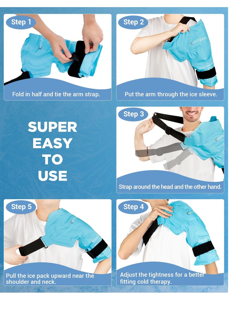 Ice Pack for Shoulders, Reusable Gel Cold Compress Shoulder Wraps for Rotator Cuff Injuries, Swelling, Upper Back Pain Relief, Compression Brace for Injuries (Size: XL Shoulder Ice Pack Wrap for Men)
