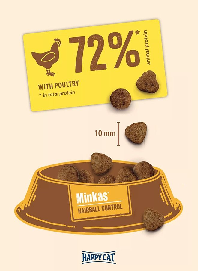 10 kg Minkas Hairball Control for adult cats with poultry, to reduce hairball formation and very gentle on the stomach