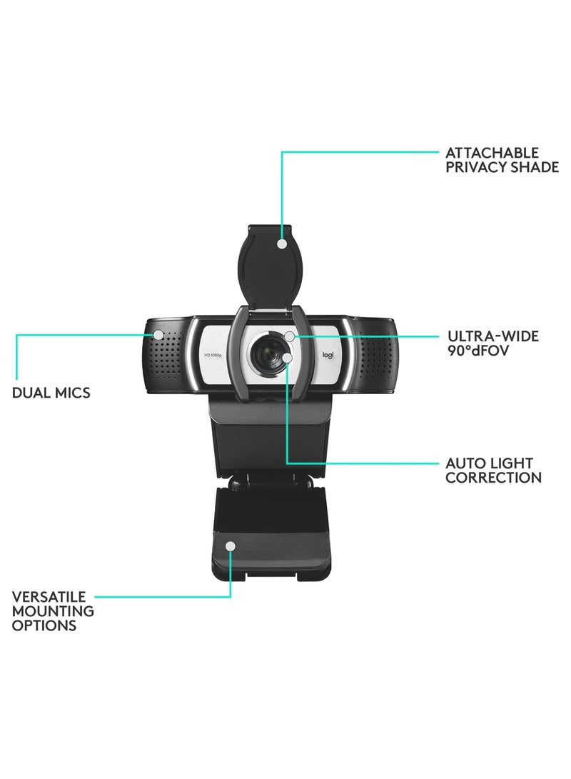 C930s Full HD Webcam. With Autofocus, Privacy Shutter, Noise-canceling mic, Ultra-Wide Angle Black
