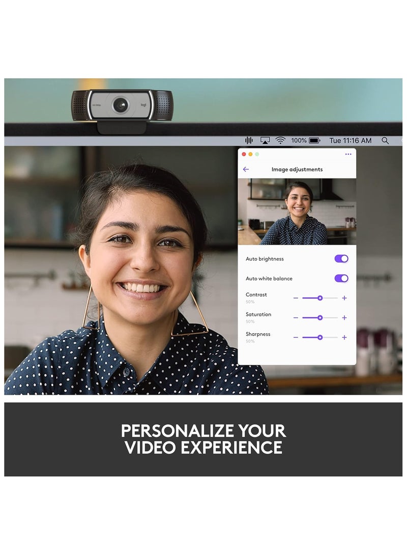 C930s Full HD Webcam. With Autofocus, Privacy Shutter, Noise-canceling mic, Ultra-Wide Angle Black