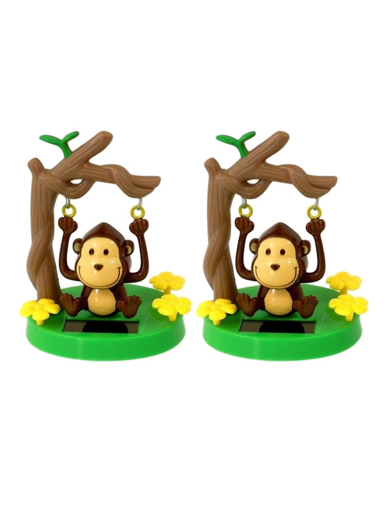 Solar Powered Dancing Animal, 2 PCS Solar Dancing Toys, Solar Swing Monkey, Animal Bobblehead, Swinging Animated Bobble Dancer Toy, Car Decor, Kids Toys Gift, for Office Car Supplies Decoration