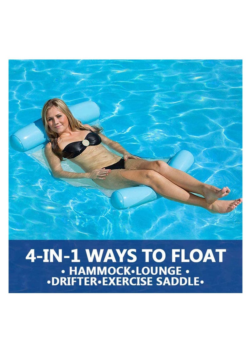 Inflatable Water Hammock Water Hammock Pool Lounger 4-in-1 Multi-Purpose Floating Bed Lounge Chair Drifter Saddle Swimming Pool Beach Float Portable Pool Float for Adults Kids