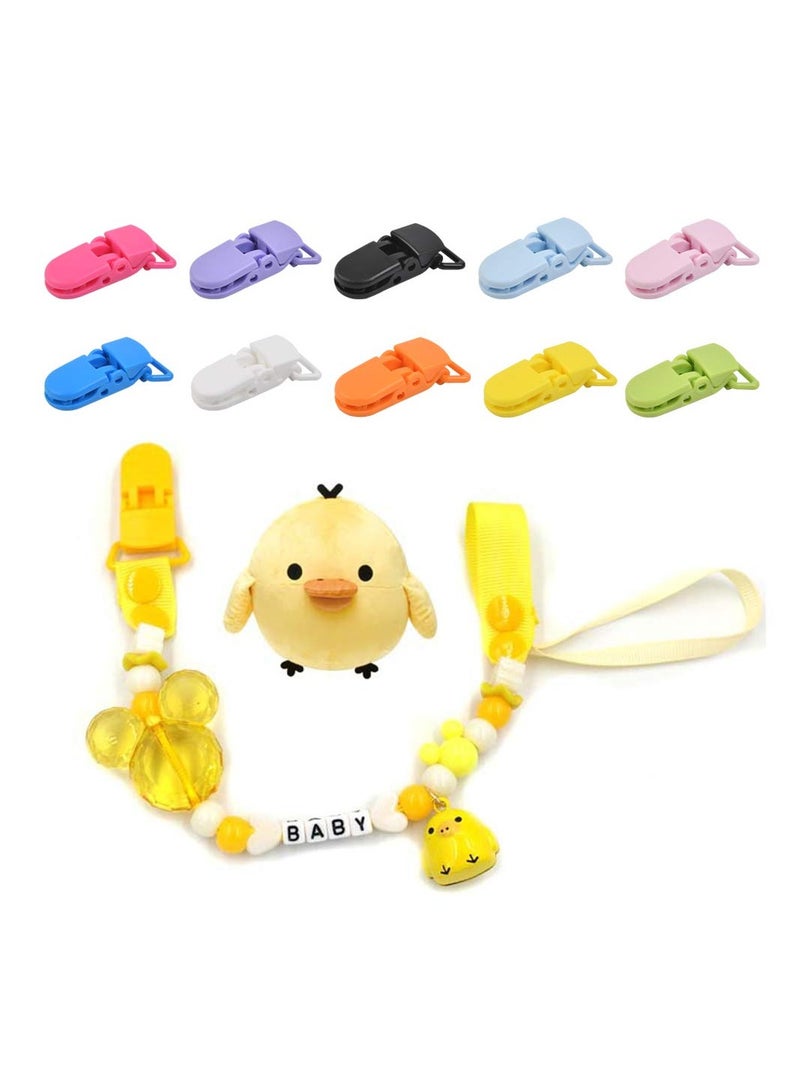 50 PCS Plastic Suspender Snap Pacifier Clips, Pacifier Strap Holder, Color Plastic Pacifier Suspender Clips for Baby Pacifiers, Bib Clips, DIY Crafts