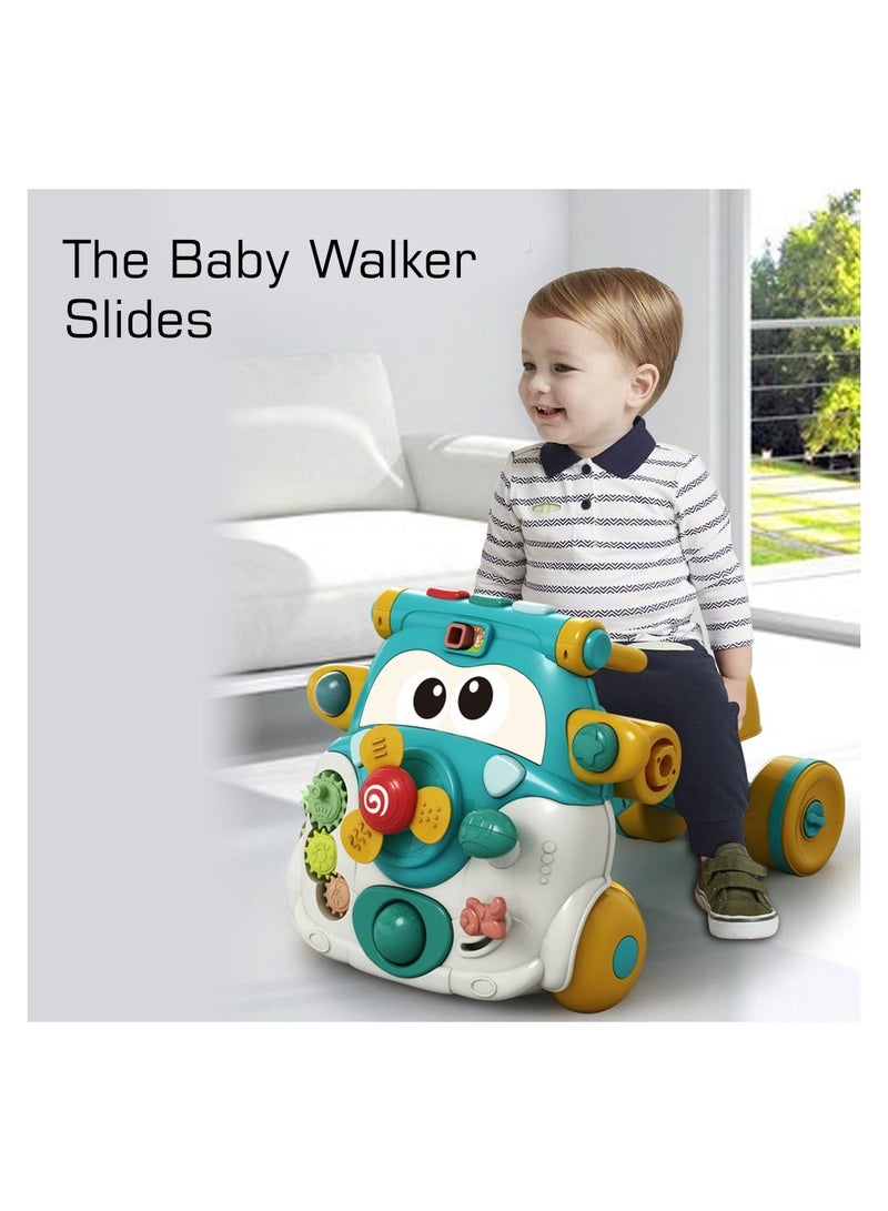 3-IN-1 Baby Walker Kids Cycle And Scooter Skates With Musical Keyboard - Green