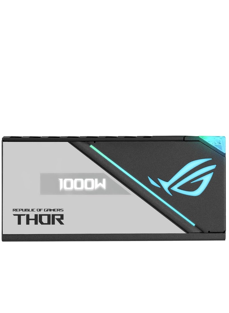 ROG Thor 1000P2 ATX Power Supply Unit, 1000W, Aura Sync RGB, OLED Display, 80+ Platinum II Certification, 135mm PWM Fan, 0dB Cooling, Fully Modular, High-Performance, Premium Build | 90YE00L4-B0NA00 Black