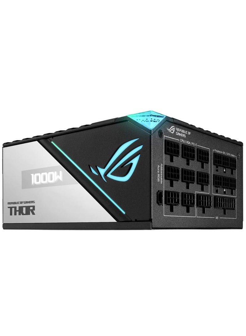 ROG Thor 1000P2 ATX Power Supply Unit, 1000W, Aura Sync RGB, OLED Display, 80+ Platinum II Certification, 135mm PWM Fan, 0dB Cooling, Fully Modular, High-Performance, Premium Build | 90YE00L4-B0NA00 Black