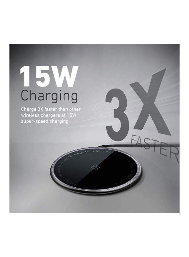 iPhone14 Wireless Charger for iPhone 12, Ultra-Fast 15W Mag-Safe Qi Magnetic Charging Pad with USB-C Connector and Aluminum Crafted Design for iPhone 12/12 Mini/12 Pro Max/12 Pro, Galaxy S21, MagTag-15W Black