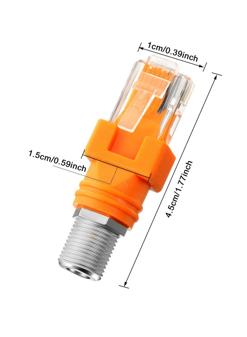 4 Pcs RF to RJ45 Converter, Coaxial to Ethernet Adapter, F Female to RJ45 Male Barrel Connector, Straight Coax Couplers for Line Tester