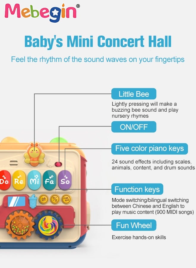 Toy Activity Cube for Baby 7-in-1 Hands Drum Bead Maze Shape Sorter Toy with Light and Music Easy-to-Grip Shapes Early Educational Activity Toy for Toddlers Birthday Gift for Boys Girls 2 +