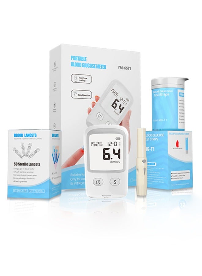 Sugar Blood Test Monitor, Blood Glucose Meter Kit, Diabetes Testing Kit with Glucometer, Test Strips, Lancing Device, Lancets