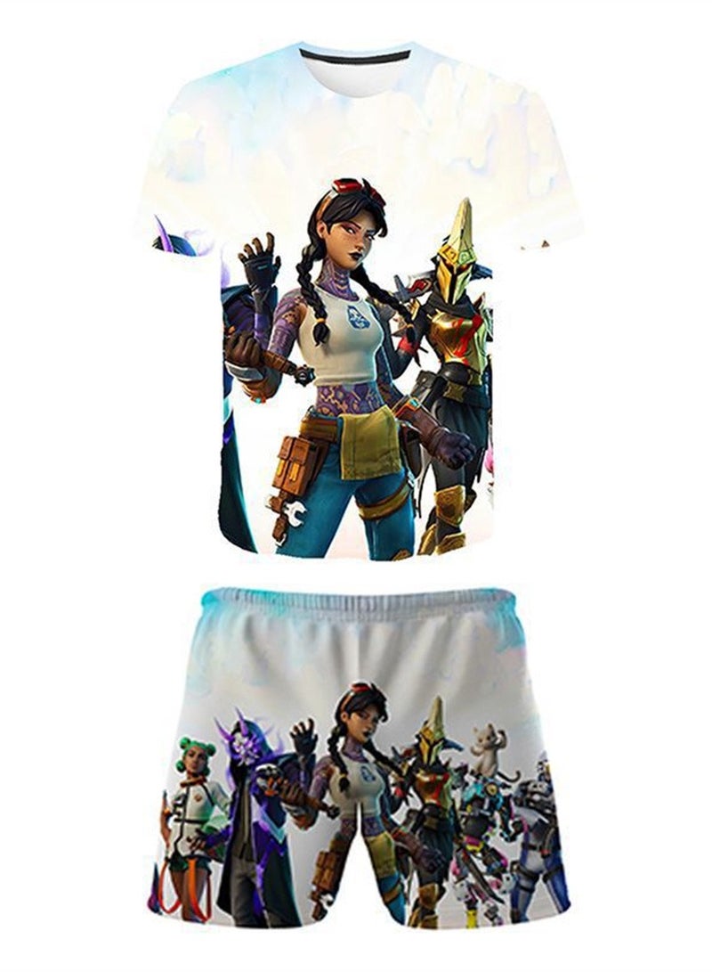 Game Fortnite set 3D digital printing personalized breathable children's T-shirt shorts set