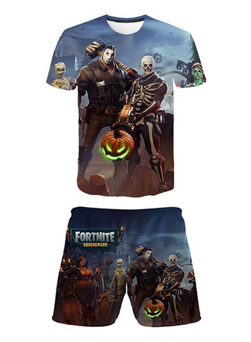 Game Fortnite set 3D digital printing personalized breathable children's T-shirt shorts set