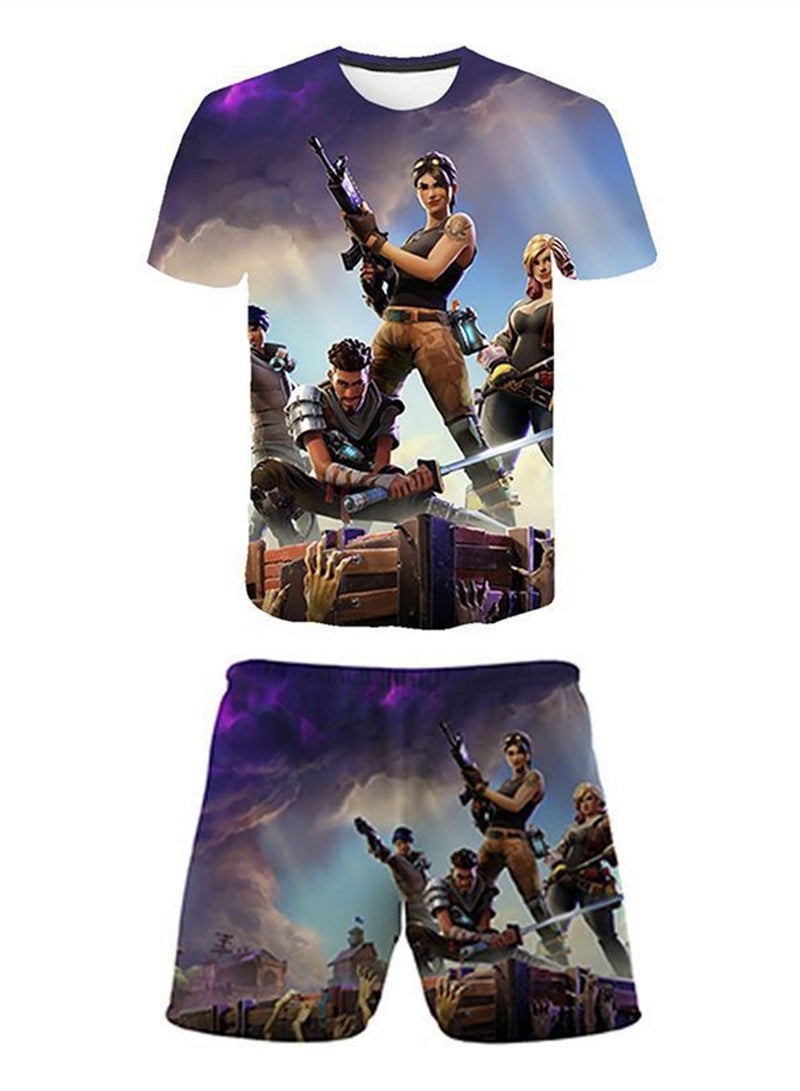 Game Fortnite set 3D digital printing personalized breathable children's T-shirt shorts set