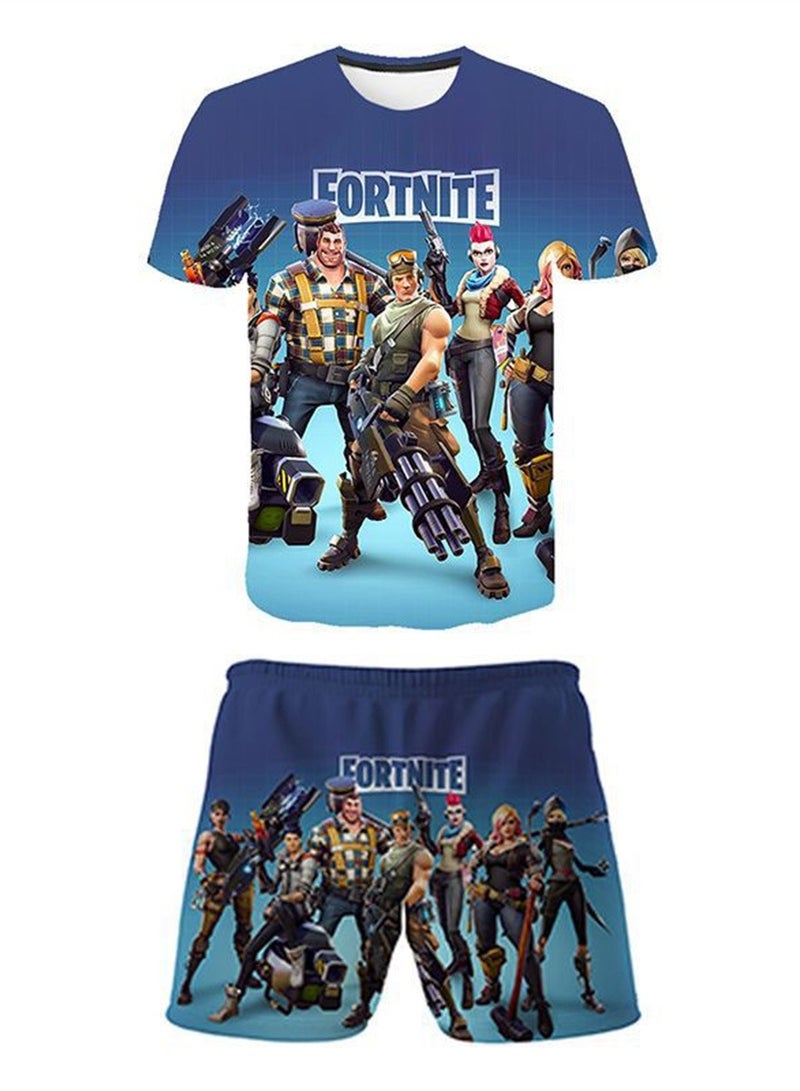Game Fortnite set 3D digital printing personalized breathable children's T-shirt shorts set