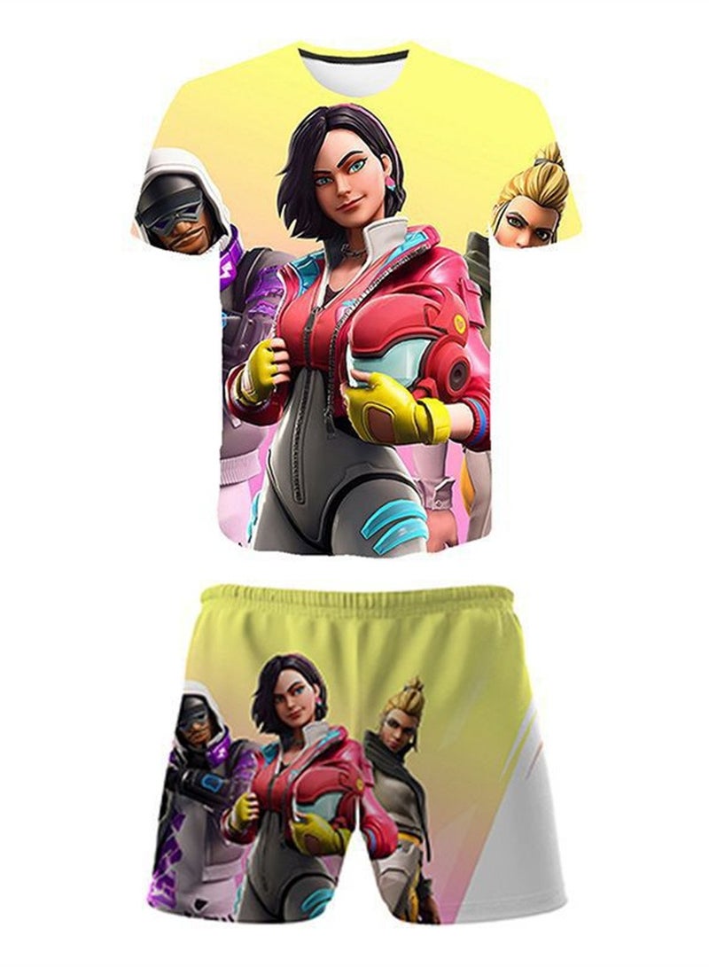 Game Fortnite set 3D digital printing personalized breathable children's T-shirt shorts set