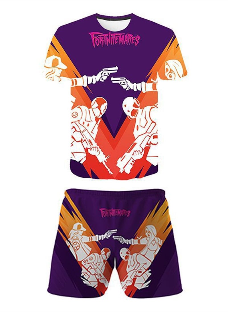 Game Fortnite set 3D digital printing personalized breathable children's T-shirt shorts set