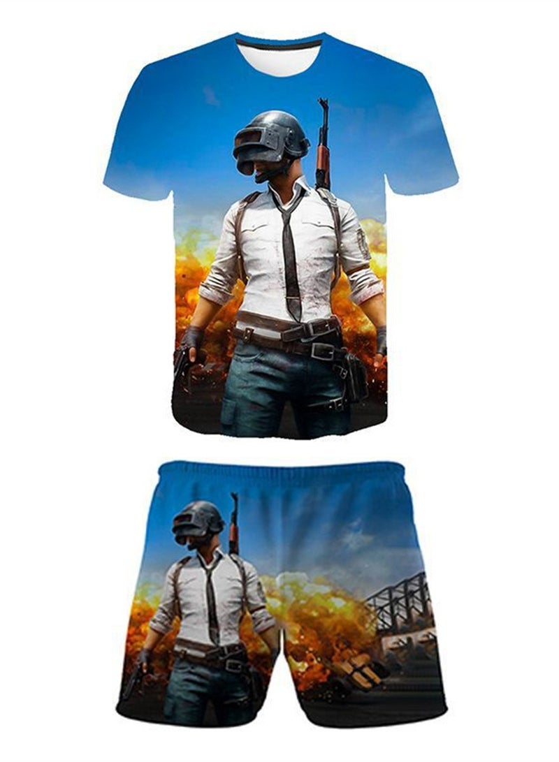 Game Fortnite set 3D digital printing personalized breathable children's T-shirt shorts set