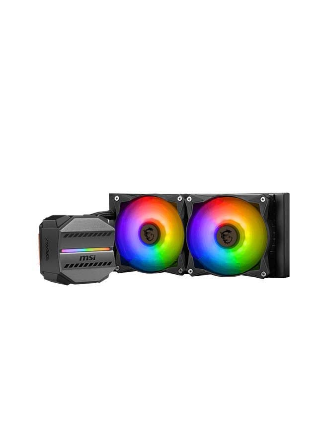 MAG CORELIQUID M240 AIO Liquid Cooler, 240mm Radiator, 78 73 CFM, 2000 RPM Fan Speed, 2 x ARGB 120mm Fans, Two Ball Bearing, Elevated Cooper Plate, Reinforced Tubing, Black 306-7ZW4R14-813 Black