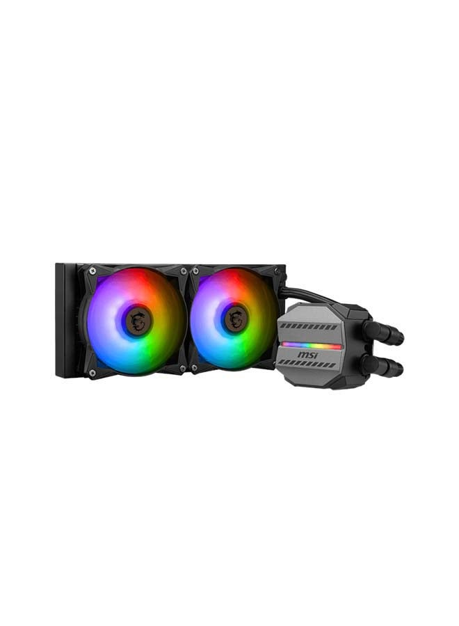 MAG CORELIQUID M240 AIO Liquid Cooler, 240mm Radiator, 78 73 CFM, 2000 RPM Fan Speed, 2 x ARGB 120mm Fans, Two Ball Bearing, Elevated Cooper Plate, Reinforced Tubing, Black 306-7ZW4R14-813 Black
