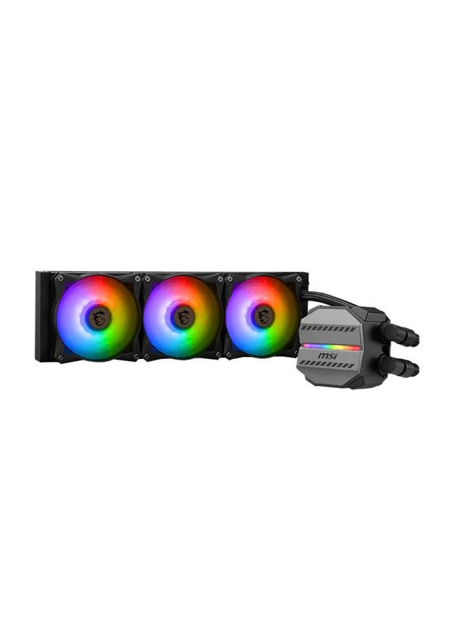 MAG CORELIQUID M360 AIO Liquid Cooler, 360mm Radiator, 78.73 CFM, 2000 RPM Fan Speed, 3 x ARGB 120mm Fans, Two Ball Bearing, Elevated Cooper Plate, Reinforced Tubing, Black | 306-7ZW4R24-813 Black