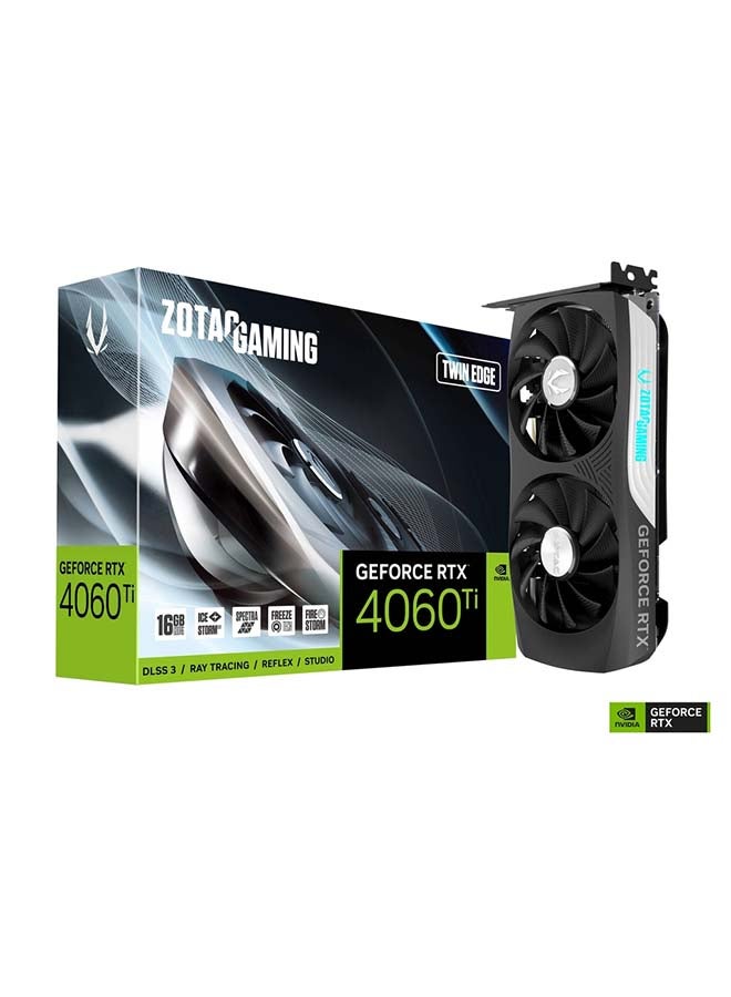 GAMING GeForce RTX 4060 Ti Twin Edge Graphics Card, 16GB GDDR6 128-Bit Memory, 2535MHz Boost Clock, 4352 CUDA Cores, 18 Gbps Memory Clock, PCI Express 4 0 x8, Black ZT-D40620E-10M Black