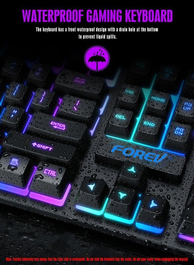 RGB Gaming Keyboard Mouse Set, Mechanical Keyboard Feel Keyboard,104 Keys Transparent Keycap Keyboard with Mouse, for Gaming Office