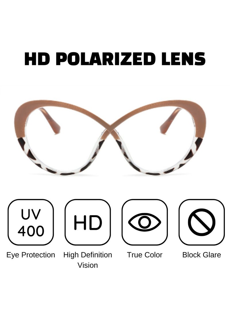 Blue Light Blocking Optical Eyeglasses - Stylish Oversized Frames, Clear Lens, Polarized. Top-rated Bluelight Protection for Reading, Work, & Screen Time. Vintage-Inspired, Lightweight Design.