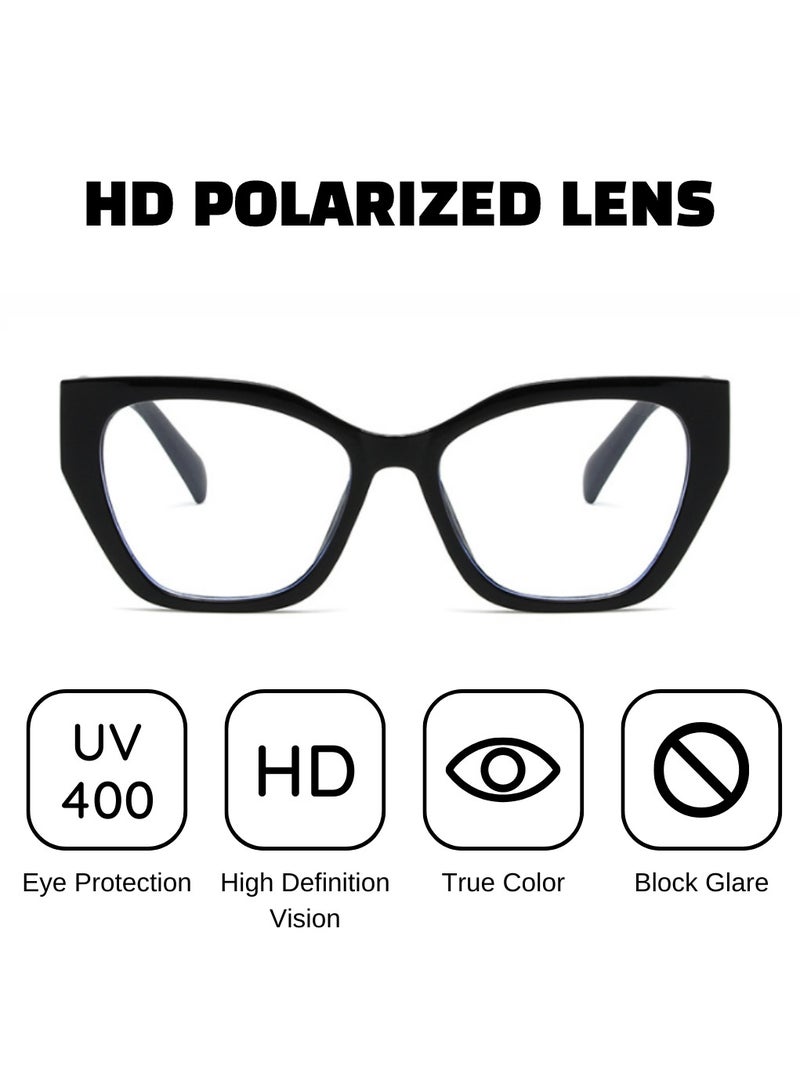 Blue Light Blocking Optical Eyeglasses - Stylish Butterfly Frames, Clear Lens, Polarized. Top-rated Bluelight Protection for Reading, Work, & Screen Time. Vintage-Inspired, Lightweight Design.