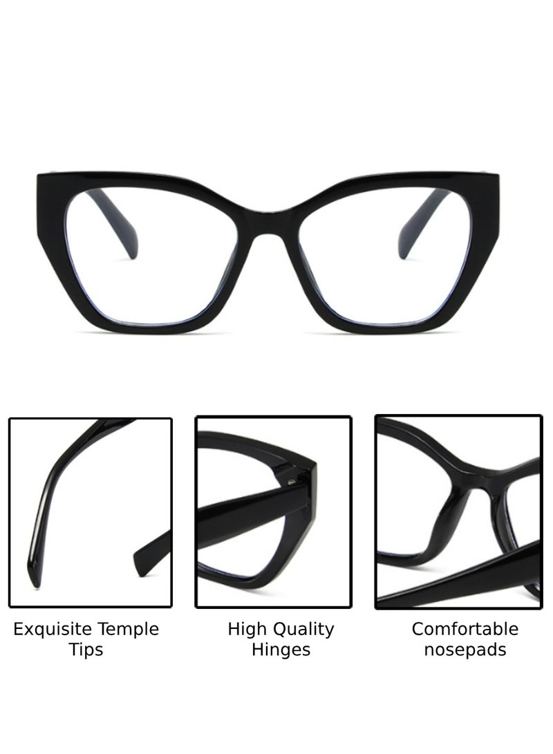 Blue Light Blocking Optical Eyeglasses - Stylish Butterfly Frames, Clear Lens, Polarized. Top-rated Bluelight Protection for Reading, Work, & Screen Time. Vintage-Inspired, Lightweight Design.
