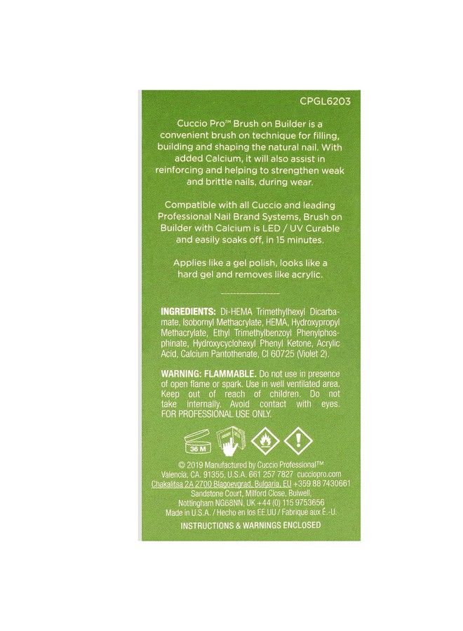 Pro Brushon Builder Gel With Calcium Led And Uv Selflevelling Lightweight Formula Soakoff Gel Product With Strength Of Hard Gel Chipresistant Clear 0.43 Oz Nail Polish