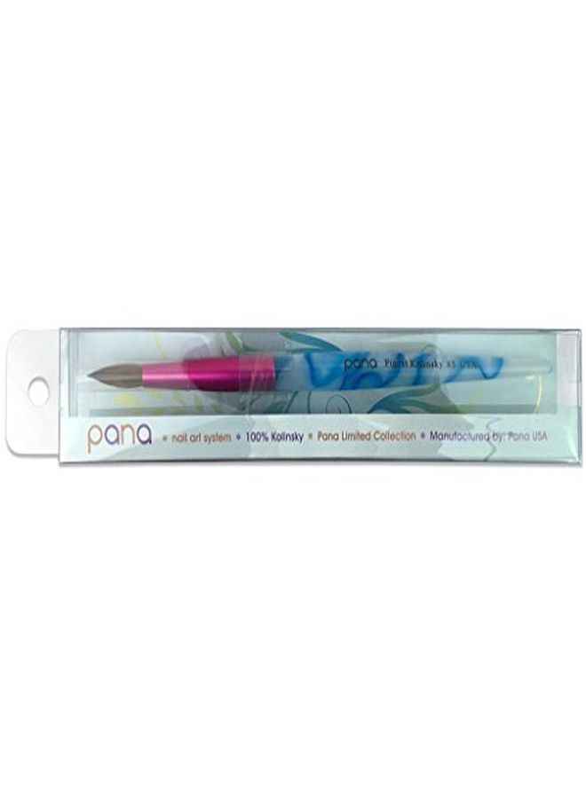 Usa Acrylic Nail Brush Pure Kolinsky Hair Acrylic White Swirl Blue Handle With Pink Ferrule Round Shaped - Size 8