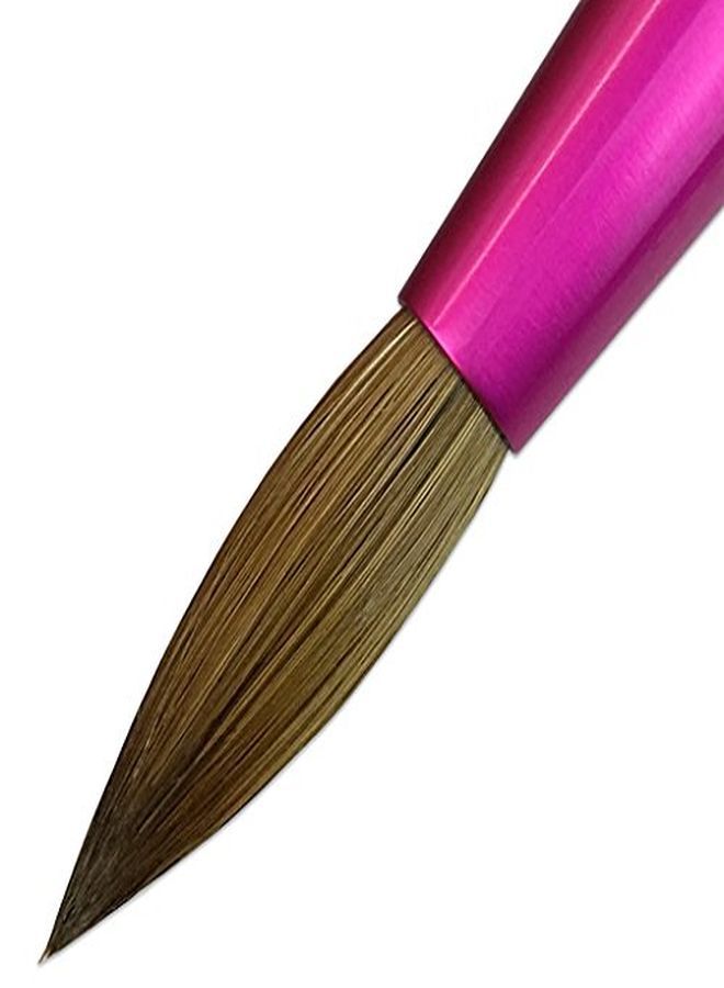 Usa Acrylic Nail Brush Pure Kolinsky Hair Acrylic White Swirl Blue Handle With Pink Ferrule Round Shaped - Size 8