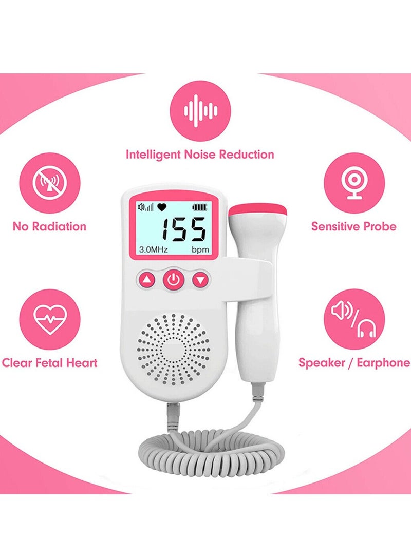 Fetal Doppler Detector Baby Heart Beat Rate Probe Prenatal Monitor Ultrasonic