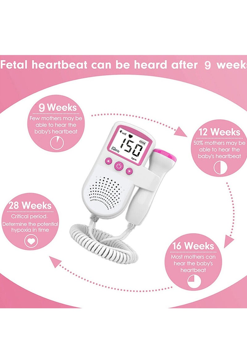 Fetal Doppler Detector Baby Heart Beat Rate Probe Prenatal Monitor Ultrasonic