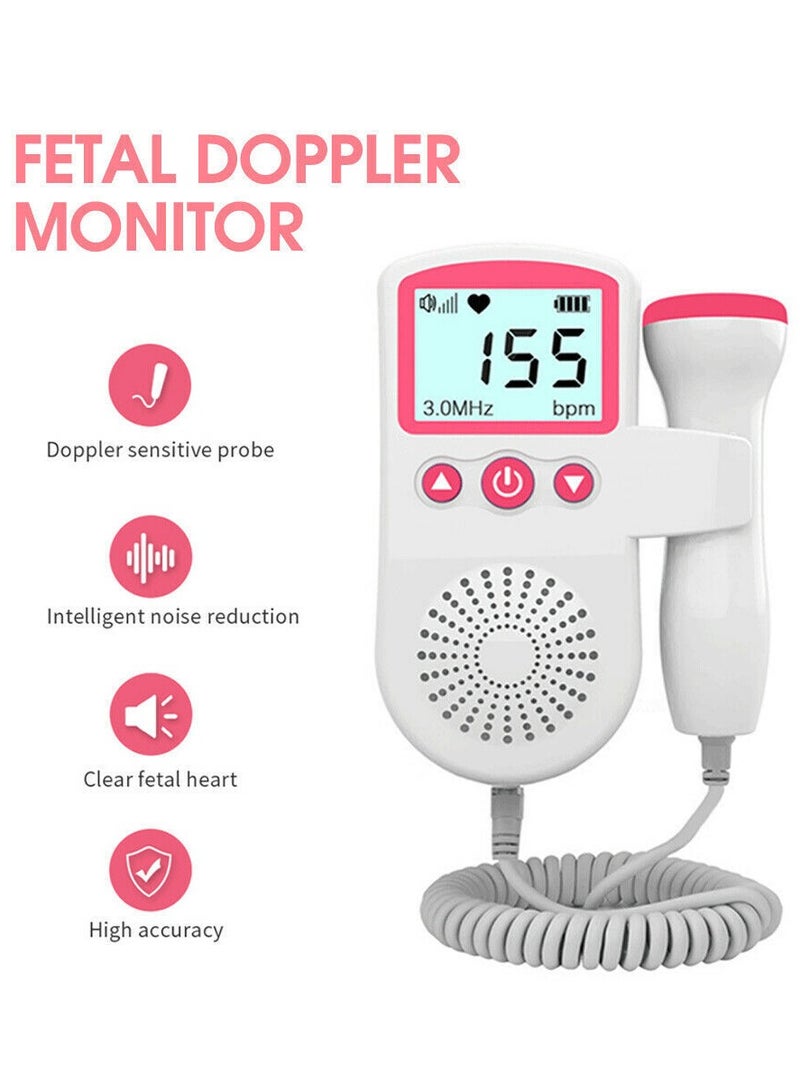 Fetal Doppler Detector Baby Heart Beat Rate Probe Prenatal Monitor Ultrasonic