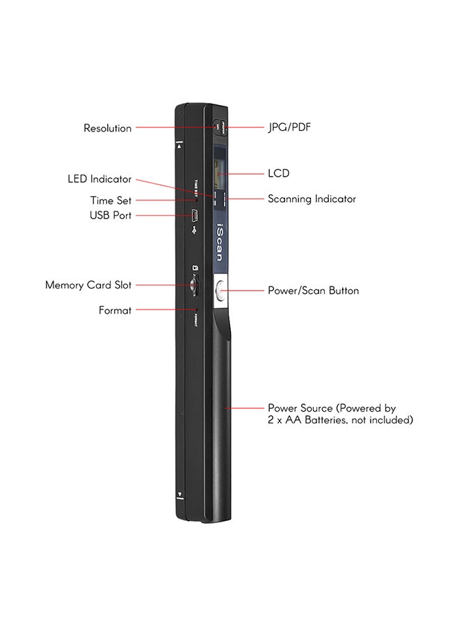 Portable Wireless Mini Handheld Document 900 DPI A4 Book Scanner Black