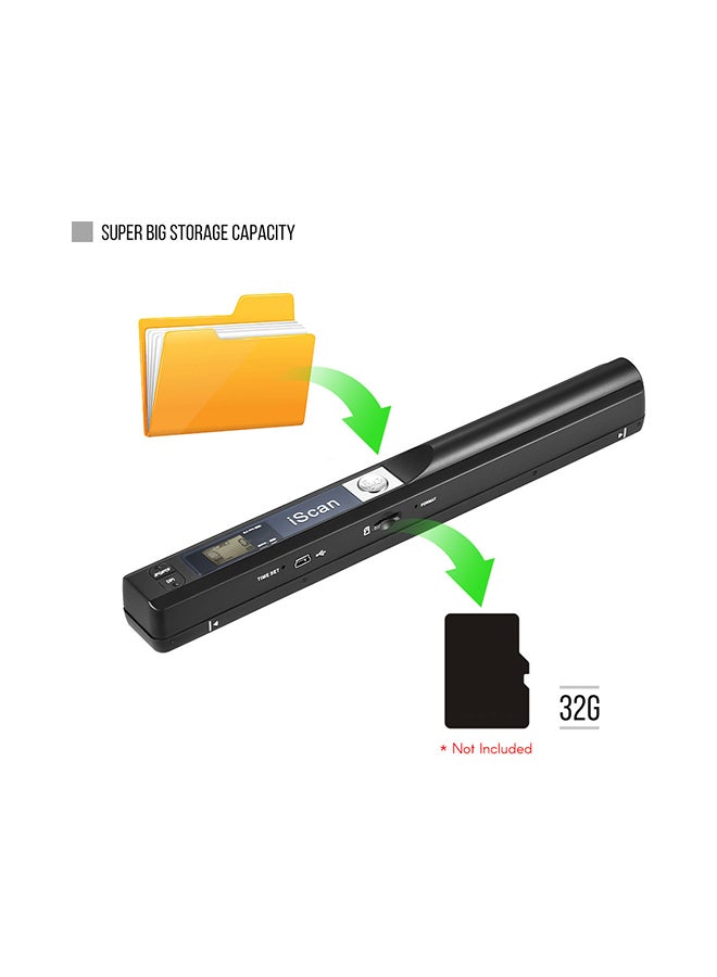 Portable Wireless Mini Handheld Document 900 DPI A4 Book Scanner Black