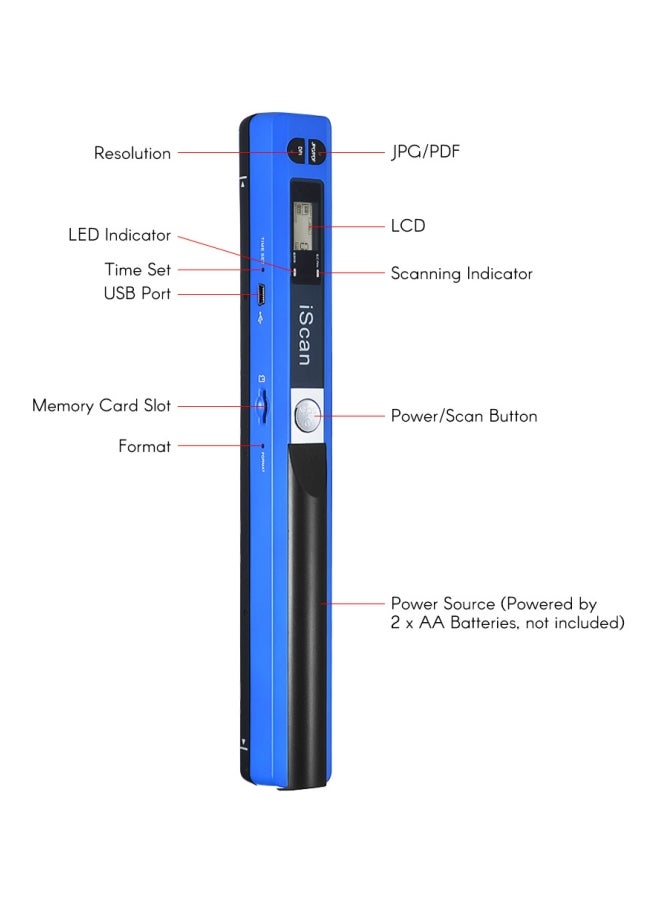 Portable Wireless Mini Scanner Blue/Black