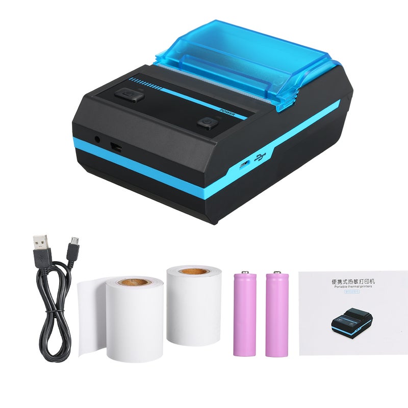 Portable Mini Wireless 58mm BT Direct Thermal Printer Blue/Black